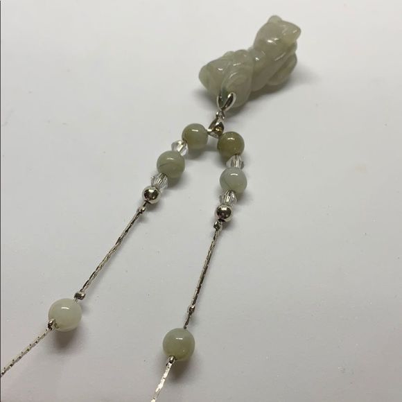 18k gold plated jade dragon pendant with chain - Picture 4 of 8